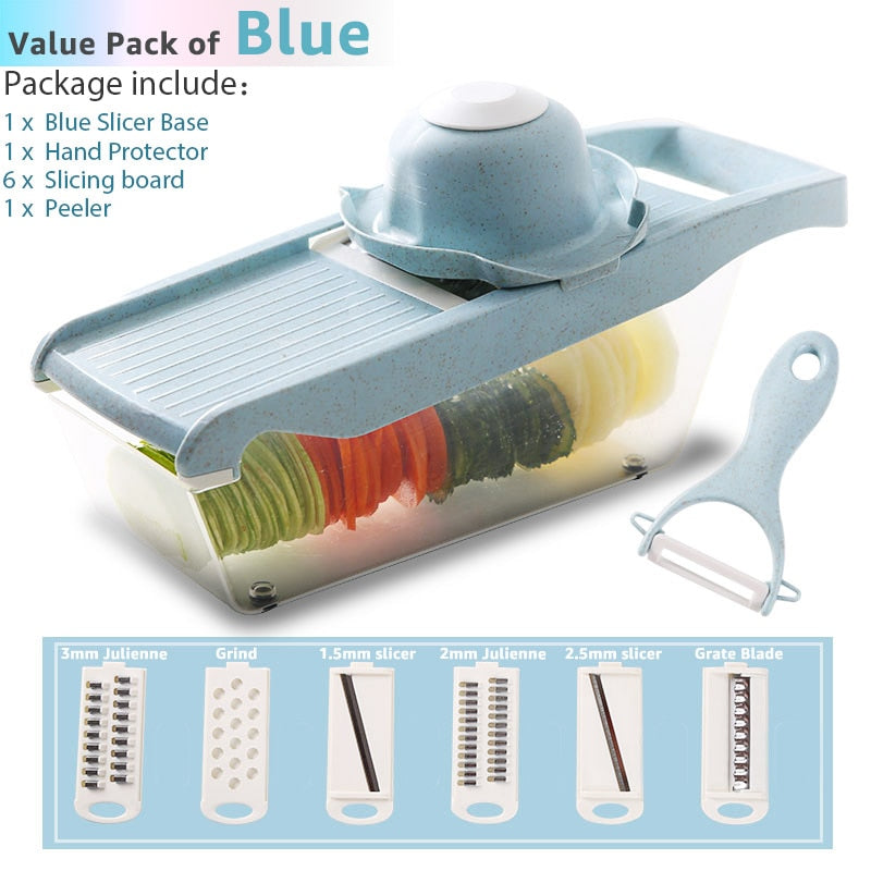 Vegetable Cutter Grater Carrot Potato Peeler Onion Chopper Kitchen Fruit Food 9 in 1 Gadgets Vegetable Slicer Multi Machine