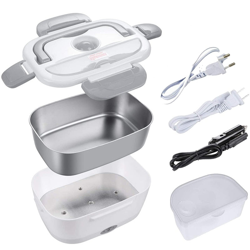Stainless Steel Electric Heating Lunch Box 12V 24V 110V 220V Car US EU Plug School Picnic Portable Food Warmer Container Heater