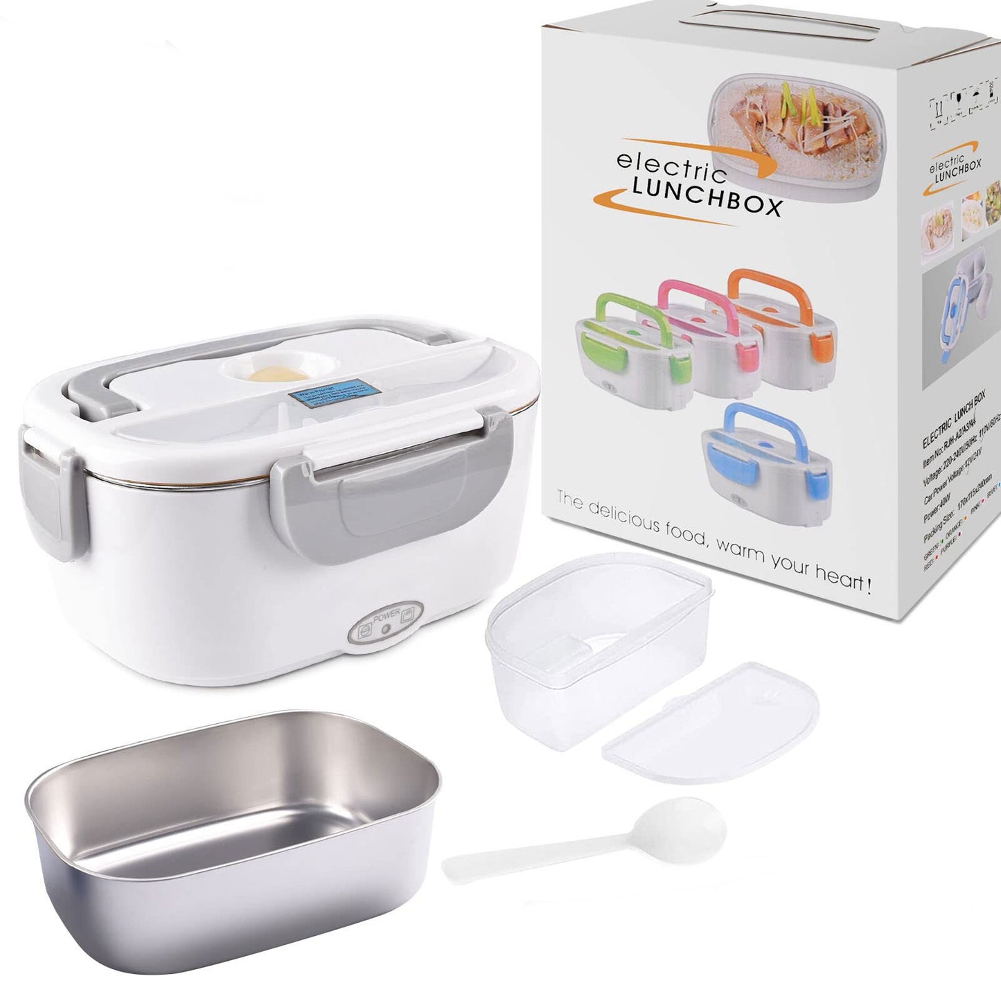 2 in1 Home Car Electric Lunch Box Stainless Steel Food Heating Bento Box 12V 24V 110V 220V Food Heated Warmer Container Set