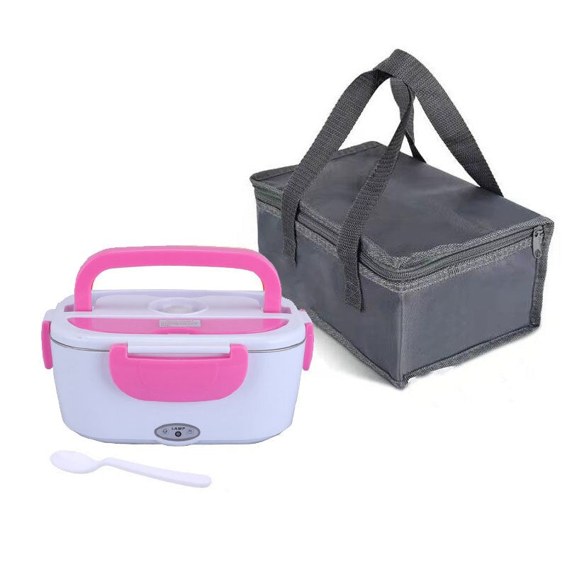 2 in1 Home Car Electric Lunch Box Stainless Steel Food Heating Bento Box 12V 24V 110V 220V Food Heated Warmer Container Set