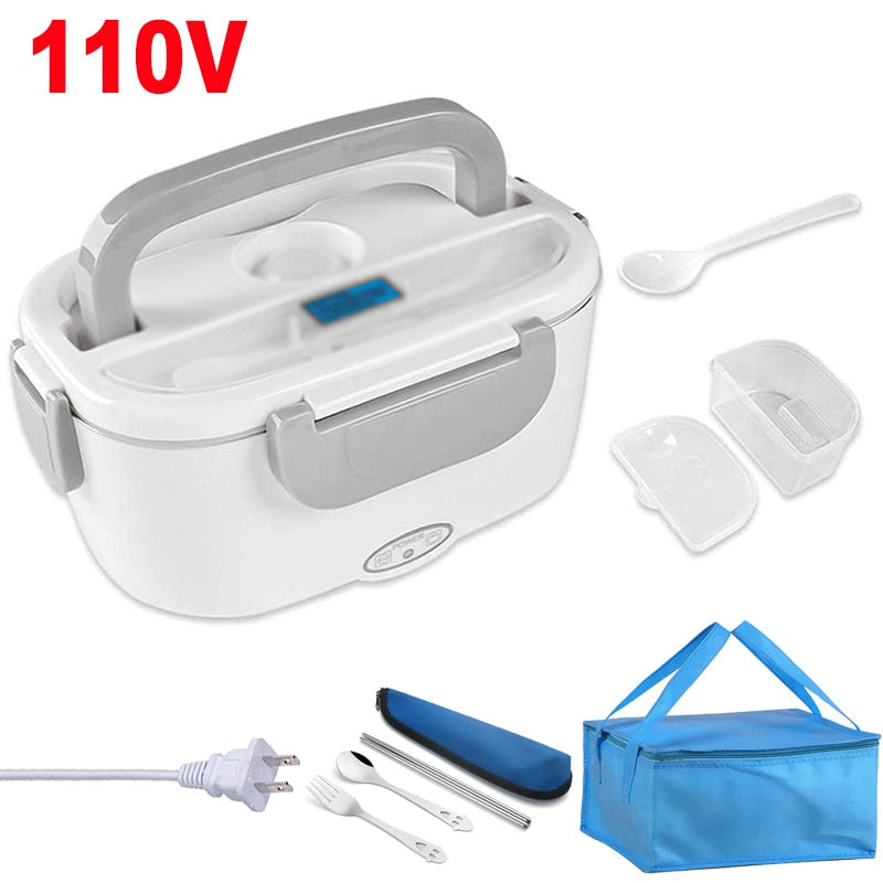 Electric Lunch Box Stainless Steel School Student Picnic 220V 110V 24V 12V Heating Food Warmer Heated Container Car EU US Plug