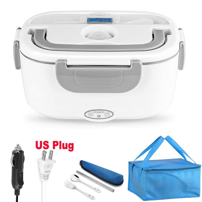 Dual Use 220V 110V 24V 12V Electric Heated Lunch Box Stainless Steel School Car Picnic Food Heating Heater Food Warmer Container