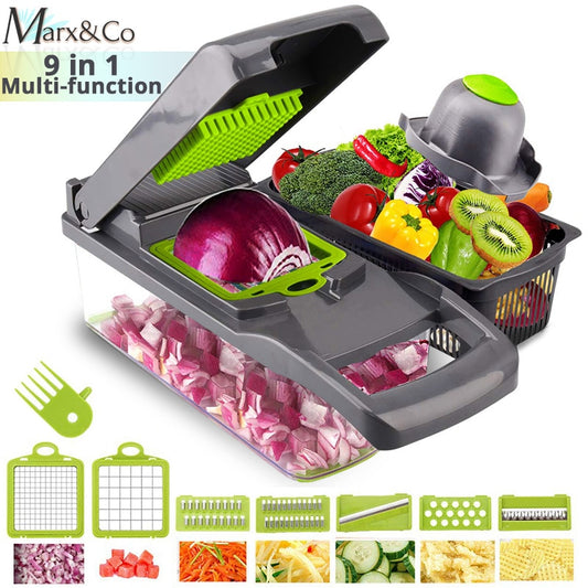 Vegetable Cutter Grater Carrot Potato Peeler Onion Chopper Kitchen Fruit Food 9 in 1 Gadgets Vegetable Slicer Multi Machine