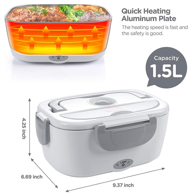 Stainless Steel Electric Heating Lunch Box 12V 24V 110V 220V Car US EU Plug School Picnic Portable Food Warmer Container Heater