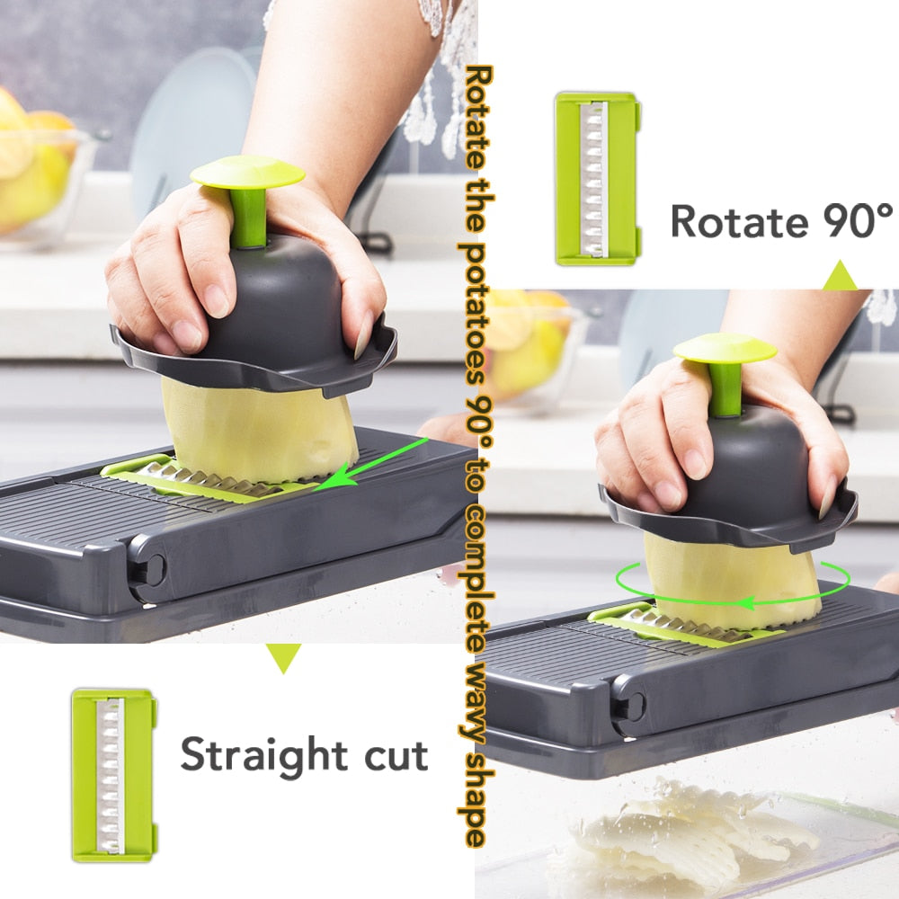 Vegetable Cutter Grater Carrot Potato Peeler Onion Chopper Kitchen Fruit Food 9 in 1 Gadgets Vegetable Slicer Multi Machine